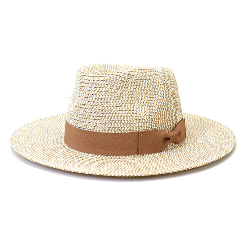 Bowknot Ribbon Straw Braid Fedora sapka férfiaknak