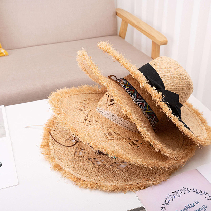 Egyedi tervezésű Lady Beach Raffia Straw Floppy Hat