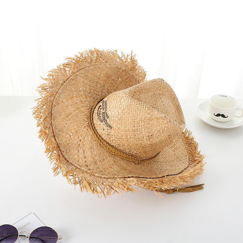 Hímző logó Raffia Straw Cowboy Hat