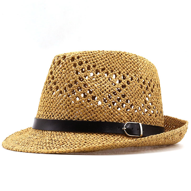 Fashion Beach szabadtéri, kézzel szőtt szalma Trilby sapka férfiaknak