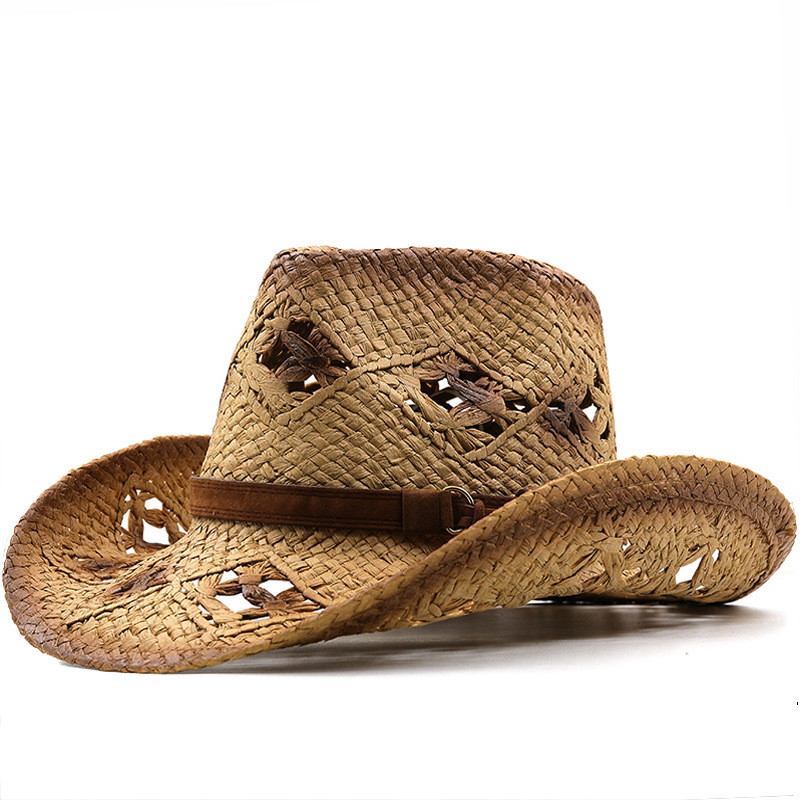 Raffia Straw Férfi Cowboy Kalap