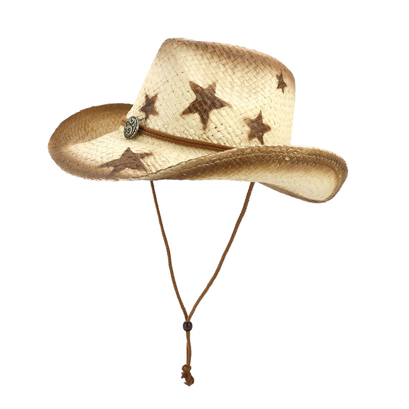 Star Print Cowboy szalmakalap